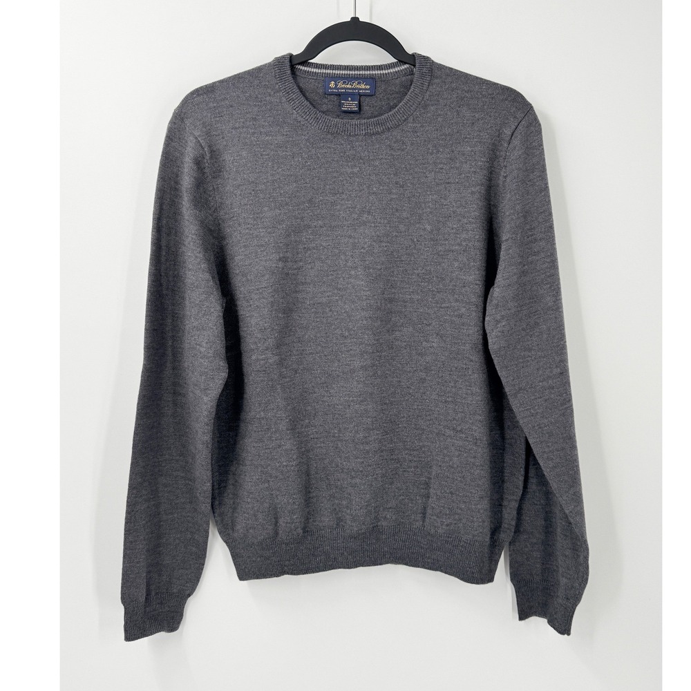 Brooks Brothers Merino Wool Sweater Mens S Grey Preppy Business Casual Office